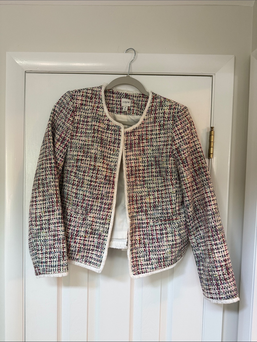 J. Crew Cream-Trim Multicolor Tweed Blazer